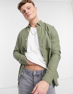 Темно-зеленая оксфордская рубашка узкого кроя с логотипом Original Penguin-Зеленый цвет