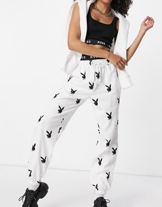 Белые oversized-джоггеры с принтом кроликов от комплекта Missguided Playboy-Белый