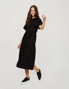 Черное ярусное платье макси Miss Selfridge-Черный цвет