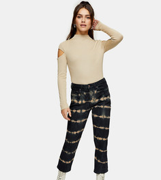 Черные джинсы прямого кроя с принтом тай-дай Topshop Petite-Черный цвет