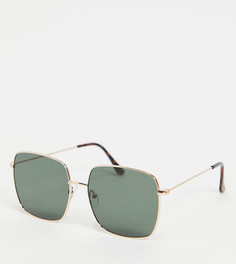Квадратные солнцезащитные очки в золотистой оправе с зелеными линзами South Beach-Золотистый