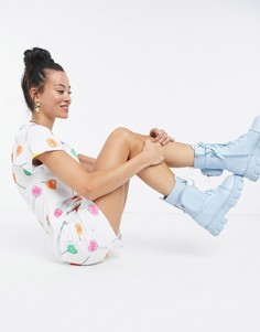 Белое платье мини с принтом леденцов Love Moschino-Белый