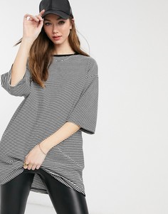 Черная свободная футболка в полоску River Island-Черный цвет