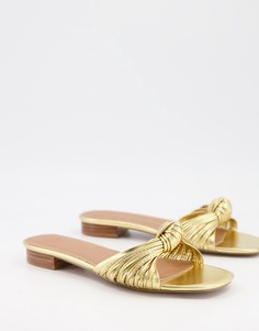 Золотистые сандалии-мюли с узлом ASOS DESIGN Freddie-Золотистый