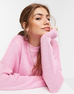 Розовый джемпер свободного кроя с круглым вырезом ASOS DESIGN-Розовый цвет