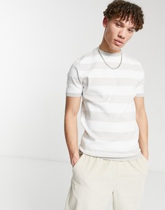 Светло-бежевая футболка в полоску River Island-Серо-бежевый