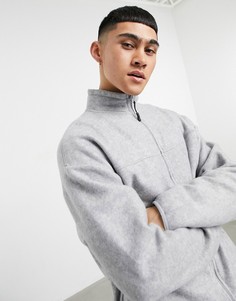 Серая меланжевая куртка из теплого флиса в стиле oversized (от комплекта) ASOS DESIGN-Серый