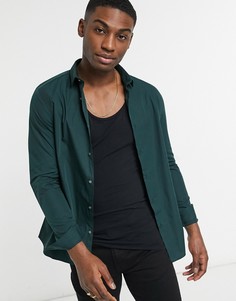 Зеленая поплиновая рубашка с длинными рукавами River Island-Зеленый цвет