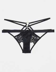 Черные трусики-бразилиана с открытой задней частью Hunkemoller Stevie-Черный цвет