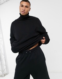 Черный oversized свитшот с высоким воротником ASOS DESIGN-Черный цвет