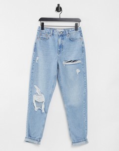 Светлые джинсы в винтажном стиле с рваной отделкой Topshop-Черный цвет