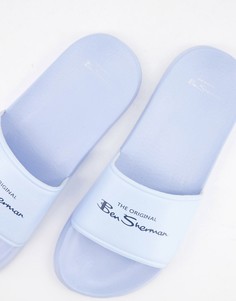 Пастельно-голубые шлепанцы с логотипом Ben Sherman-Голубой