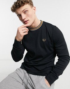 Черная футболка с двойным кантом Fred Perry-Черный цвет