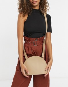 Большая гладкая сумка через плечо бежевого цвета ASOS DESIGN-Бежевый
