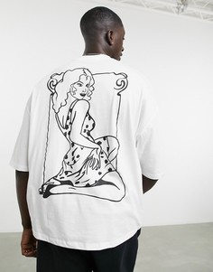 Белая oversized-футболка с графическим принтом на спине ASOS DESIGN-Белый