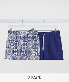 Набор из 2 коротких шортов для плавания ASOS DESIGN - Скидка-Многоцветный