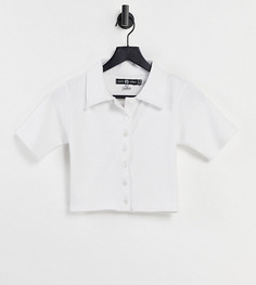 Кроп-топ в рубчик с застежкой на пуговицы спереди Daisy Street-Белый