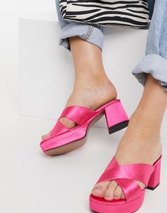Розовые босоножки на каблуке средней высоты с перекрестными ремешками ASOS DESIGN Harrison-Розовый цвет