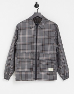 Серая куртка Харрингтон в стиле oversized в клетку ASOS Actual-Серый