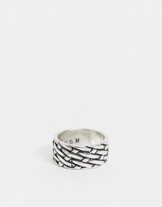 Серебристое широкое кольцо с плетеной текстурой Icon Brand-Серебристый