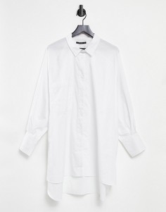 Белое платье-рубашка в стиле oversized с объемными рукавами Threadbare-Белый