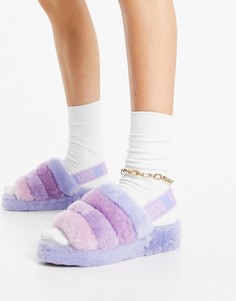 Голубые слиперы в полоску UGG Fluff Yeah Slide-Многоцветный