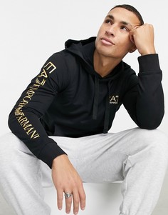 Черный худи с логотипом Armani EA7-Черный цвет