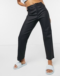 Черные джинсы прямого кроя с покрытием Object-Черный цвет