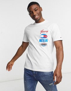 Футболка с печатными накладками логотипа Tommy Jeans-Белый