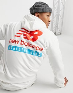 Белый худи с логотипом на спине New Balance