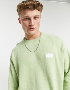 Шалфейно-зеленый вязаный джемпер с вышитым облаком ASOS DESIGN-Зеленый цвет