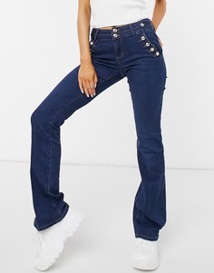 Темно-синие расклешенные джинсы с пуговицами Morgan-Голубой