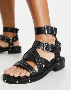 Черные массивные сандалии из кожи премиум-класса ASOS DESIGN Fernanda-Черный цвет