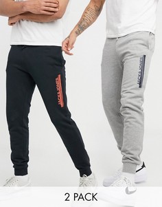 Набор из 2 джоггеров черного и светло-серого меланжевого цвета Jack and Jones-Многоцветный