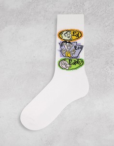Спортивные носки с принтом "Еd Еdd and Еddy" ASOS DESIGN-Белый