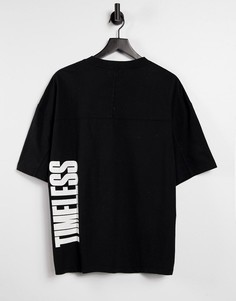 Черная выбеленная футболка с принтом "Timeless" Bershka-Черный цвет