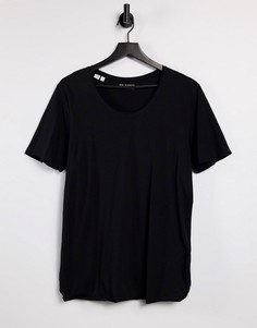 Черная футболка с овальным вырезом Selected Homme-Черный цвет