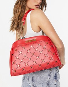 Красная сумка на плечо с заклепками Love Moschino-Красный