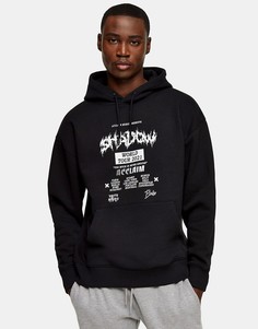 Худи черного цвета с белым принтом "Shadow" Topman-Черный цвет