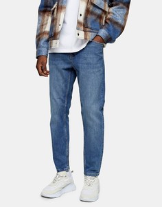 Выбеленные суженные книзу эластичные джинсы Topman-Голубой