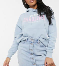 Синяя джинсовая юбка на пуговицах ASOS DESIGN Petite-Голубой