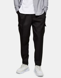 Черные суженные книзу брюки карго Topman-Черный цвет