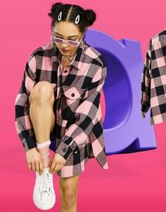 Куртка-рубашка в розовую и черную клетку ASOS DESIGN-Многоцветный