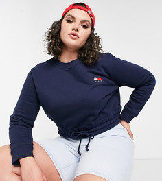 Темно-синий присборенный свитшот с логотипом Tommy Jeans Plus
