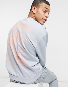Голубой свитшот с принтом "Natural" на спине Sixth June