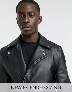 Черная байкерская куртка из искусственной кожи ASOS DESIGN-Черный цвет