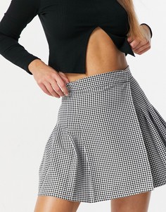 Мини-юбка в клетку со складками ASOS DESIGN-Многоцветный