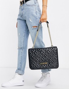 Черная стеганая сумка на плечо Love Moschino-Черный цвет