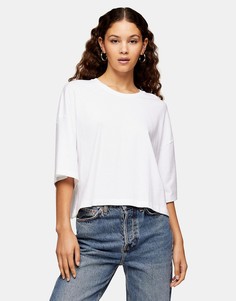 Белая выбеленная футболка прямого кроя Topshop-Белый