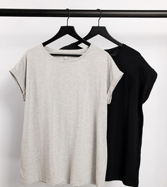 Набор из 2 футболок бойфренда черного и серого цветов Simply Be-Многоцветный